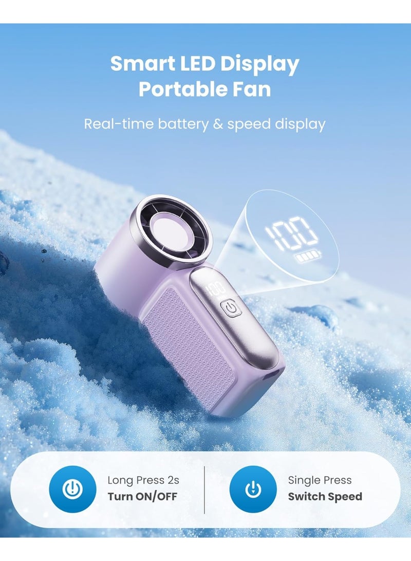 general Portable Handheld Mini Fan, 3.5 Inch 16900 RPM High Speed Personal Fan, 6 Gears Strong Wind, LED Display, USB Rechargeable Battery Operated, Gift for Women, Makeup, Travel Outdoor - Image 5